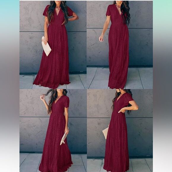 NEW Floral Lace Wedding Dress Bridesmaid Cocktail Maxi M 8/10 - Picture 9 of 9